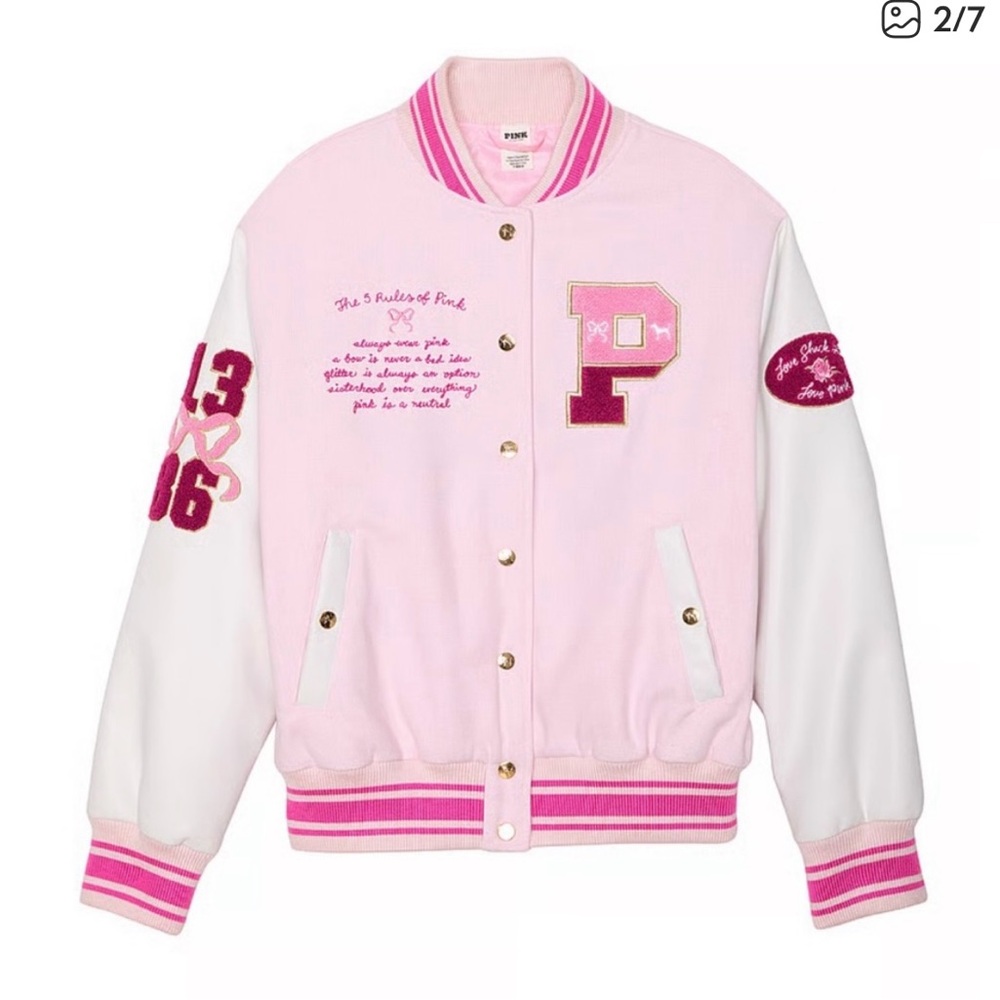 🎀🌸🩷🎀 VS LOVE SHACK FANCY VARSITY JACKET🎀🌸🩷🎀 - Picture 6 of 6